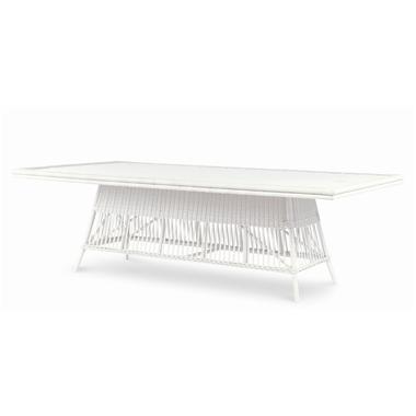 Mainland Wicker Rectangular Dining Table w/ tempered glass
