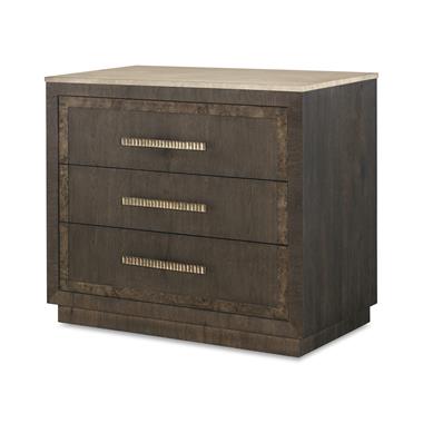Monterey Three Drawer Nightstand w/Travertine - Hawthorne Dark