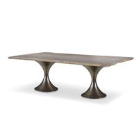 130" GUAN.SLAB DINING TBL-BRONZE HOURGLASS BASE