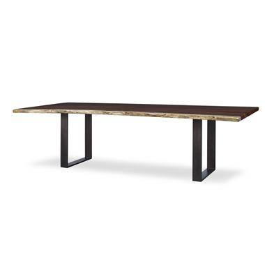 86" Guan Slab Dining Table - Oiled Bronze Strap Base
