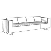 Tatami Large Quilted Sofa - Oak Base