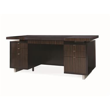 Seven Drawer Desk With Black Leather Top