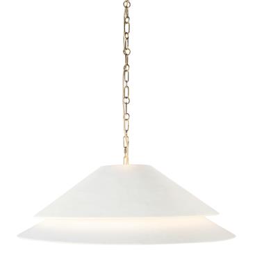 Halo Double Shade 30" Shallow Pendant - Soft Brass/Plaster Shade