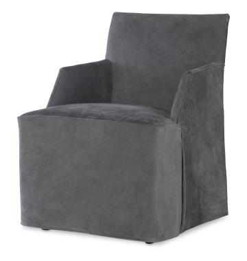 Stefano Skirted Chair - Charcoal Suede (Stocked)