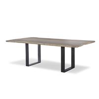 108"GUAN.SLAB DINING TBL-CAST IRON STRAP BASE