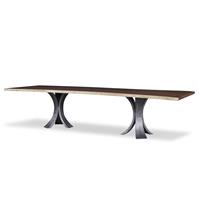 108" GUAN.SLAB DINING TBL-TEXTURED METAL BASE