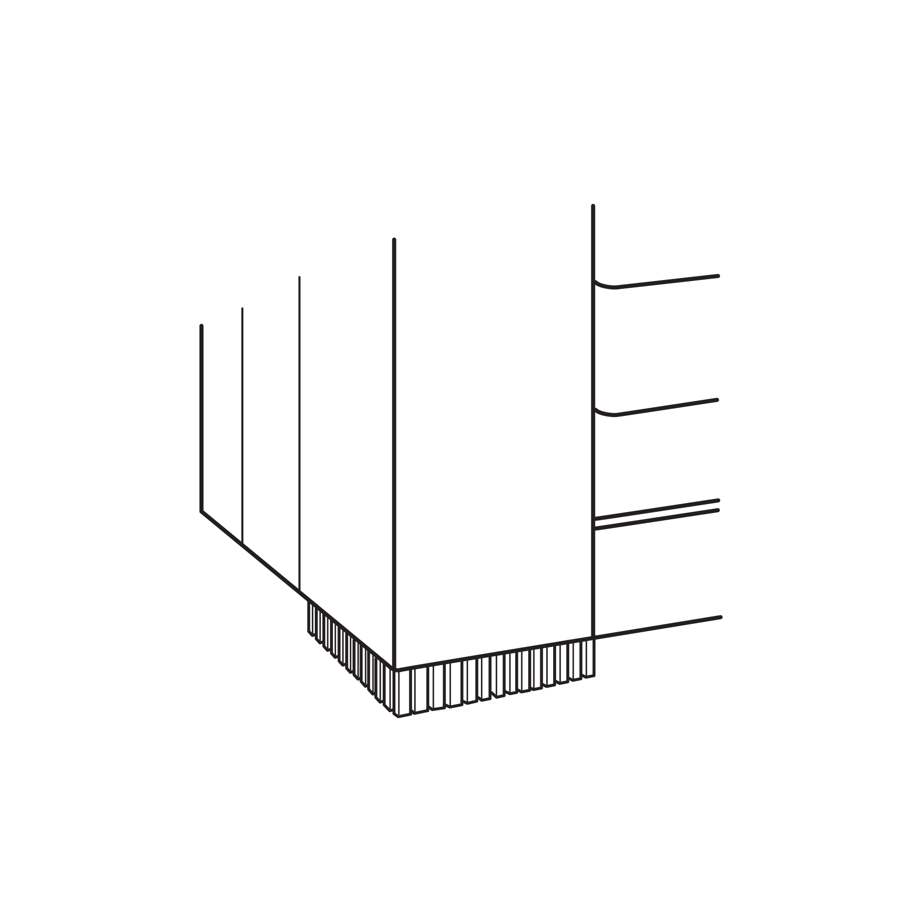 Uph w/ Border Fluted Wide Block Foot