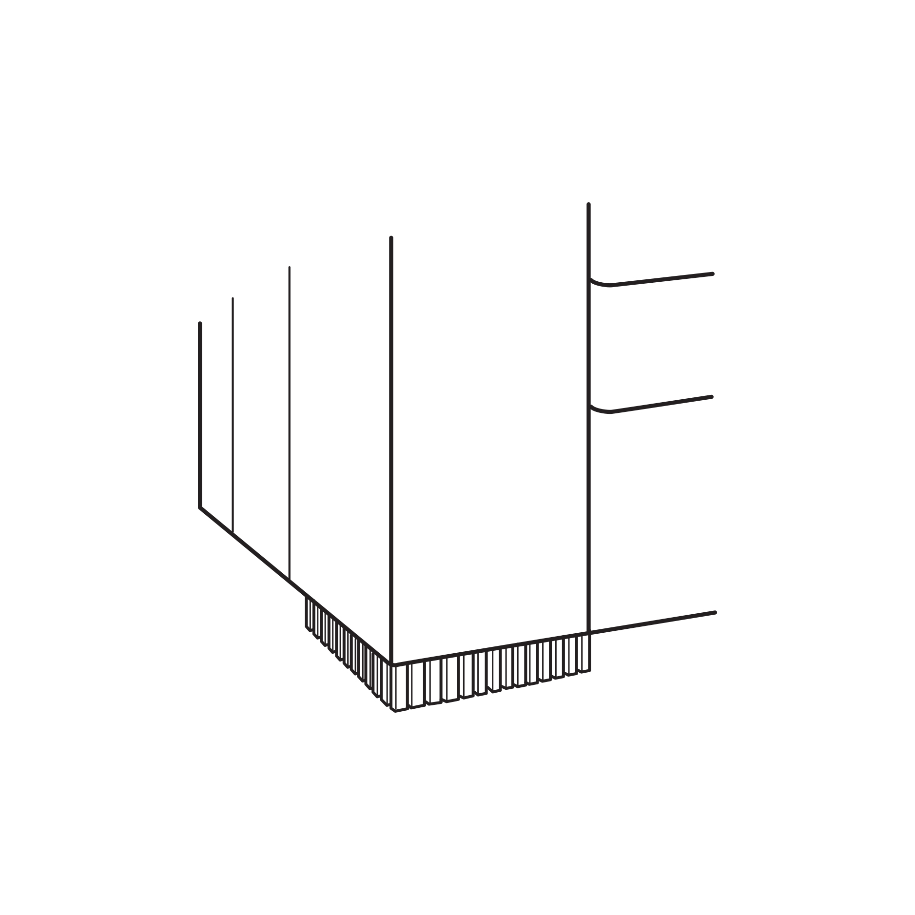 Uph No Border Fluted Wide Block Foot