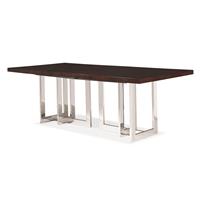 MILAN SATIN WALNUT DINING TABLE WITH METAL BASE