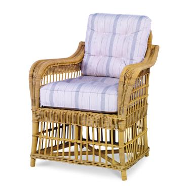 Mainland Wicker Large Dining Arm Chair w/ Button Back