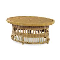 Mainland Wicker Oval Cocktail Table w/ tempered glass