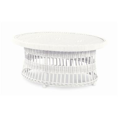 Mainland Wicker Oval Cocktail Table w/ tempered glass