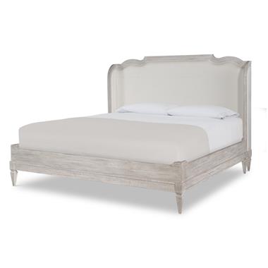 Nichole Upholstered Bed King 6/6 - White Rustic