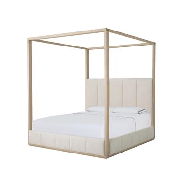 Carino Upholstered Canopy Bed King 6/6 - Sand Cerused