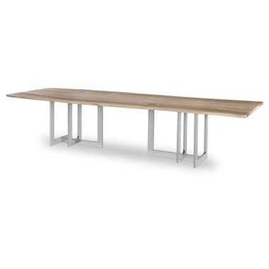 108" Guan Slab Dining Table - Polished Nickel Base