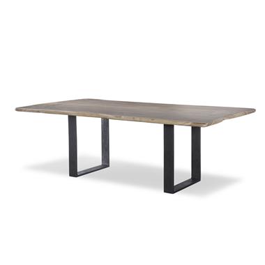 120" Guan Slab Dining Table - Cast Iron Strap Base