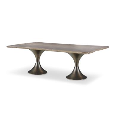 86" Guan Slab Dining Table - Bronze Hourglass Base