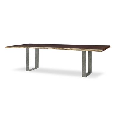 130" Guan Slab Dining Table - Cast Iron Strap Base