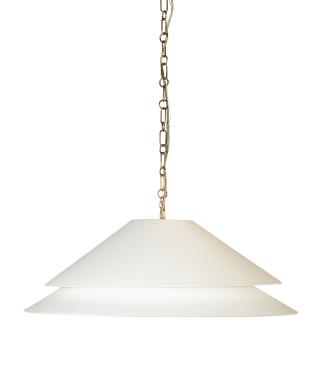 Halo Double Shade 30" Shallow Pendant - Soft Brass/Linen Shade