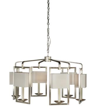 Nell Chandelier - Soft Nickel/Linen Shade