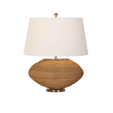 Kazan Table Lamp - Large - Natural Rattan/Linen Shade