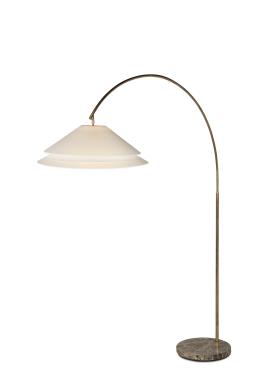 Halo Double 30" Shallow Shade Arc Floor Lamp - Soft Brass/Linen