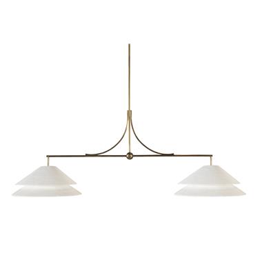 Halo Two Arm Bar Pendant 18" Shallow - Soft Brass/Plaster Shade
