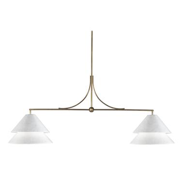 Halo Two Arm Bar Pendant 15" Deep - Soft Brass/Plaster Shade