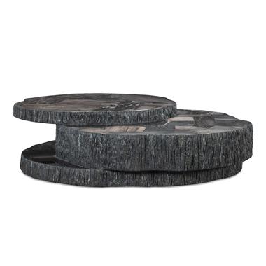 Val Verde Petrified Wood Stacked Cocktail Table - Dark