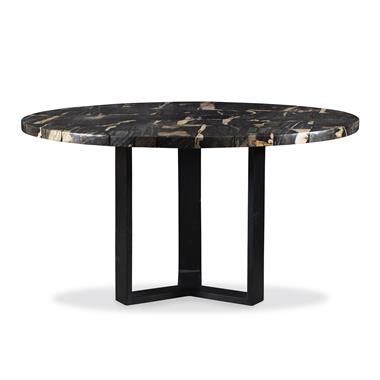 Andreas Round Petrified Wood Dining Table - Dark